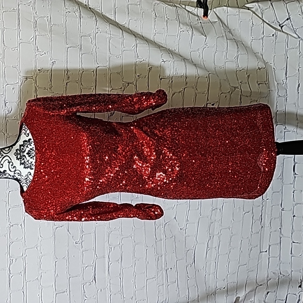 Vince Camuto sz 0 red sequins lined holiday dress - Picture 2 of 7